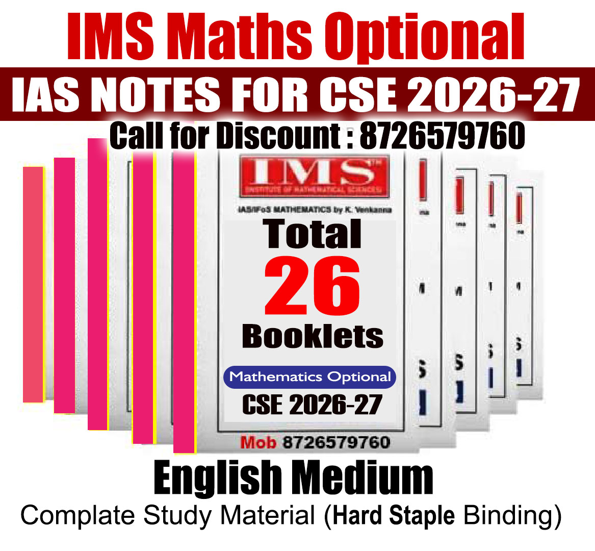 IMS Maths/Mathematics Optional Study Material, Class Notes-2026-27 by K. Venkanna(English)